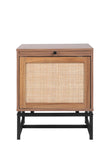 Natural Rattan door nightstand，storage End Table，Accent Bedside Table for Bedroom, Living Room