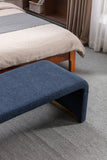 New Boucle Fabric Loveseat Ottoman Footstool Bedroom Bench Shoe Bench With Gold Metal Legs,Dark Blue