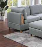 Light Grey Sectional with 2 Ottomans