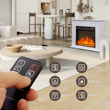 25 Inch 1400W Electric Fireplace Mantel Heater, Freestanding Space Stove with Remote Control & Realistic Flames