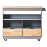 Kitchen Cart Rolling Mobile Kitchen Island Solid Wood Top