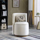 360° Swivel Accent Chair with Storage Function, Velvet Curved Chair with Gold Metal Base for Living Room, Nursery, Bedroom [Video]