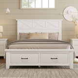 Rustic Farmhouse Style 3 Piece Bedroom Set Queen Bed with 2 Drawers, Nightstand and dresser