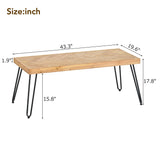 ON-TREND Modern Coffee Table, Easy Assembly Tea Table, Cocktail Table with w/Chevron Pattern & Metal Hairpin Legs for Living Room, Ash Wood Finished