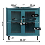 Corner Cabinet with Doors & Adjustable Shelf, Corner Night Stand, Free-Standing Storage Shelf Organizer for Small Space in Living Room/Bedroom/Kitchen (Teal Blue)