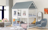 Twin over Twin Size Low Bunk Beds with Roof