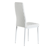 White modern minimalist dining chair fireproof leather sprayed metal pipe diamond grid pattern restaurant home conference chair set of 6
