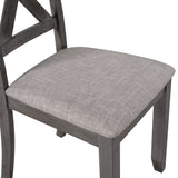 6-Piece Kitchen Dining Table Set Wooden Rectangular Dining Table, 4 Fabric Chairs and Bench Family Furniture (Grey)