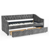 Twin Size Daybed with Drawers Upholstered Tufted Sofa Bed