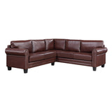 Brown Mid-Century Sectional Corner Sofa L-shape