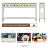 TREXM Rustic Entryway Console Table, 60" Long with two Different Size Drawers and Bottom Shelf for Storage (Antique White)