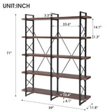 Home Office 5 Tier Bookshelf, X Design Etageres Storage Shelf, Industrial Bookcase for Office with Metal Frame