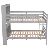 Grey Full Bunk Beds with Bookcase Headboard