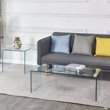 Glass Coffee Table, Tempered Clear Glass Coffee Table for Living Room