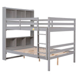 Grey Full Bunk Beds with Bookcase Headboard