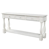 TREXM Console Table 64" Long Sofa Table Easy Assembly with Drawers and Shelf for Entryway, Hallway, Living Room (Antique White)