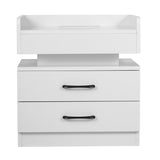 Nightstand with 2 Drawers,USB Charging Ports, Wireless Charging and Remote Control LED Light-White