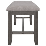 6-Piece Kitchen Dining Table Set Wooden Rectangular Dining Table, 4 Fabric Chairs and Bench Family Furniture (Grey)