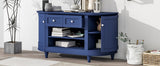 U-Can TV Stand for TV up to 46inch with 2 Curved Doors Adjustable Panels Open Style Cabinet, Sideboard for Living room(Navy)