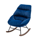 Tufted Upholstered Padded Seat Rocking Chair-Velvet Blue