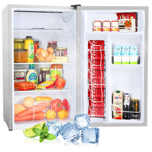 Compact refrigerator with freezer, 3.2 Cu.ft Mini Fridge with Reversible Door, 5 Settings Temperature Adjustable for Kitchen, Bedroom, Dorm, Apartment, Bar, Office, RV
