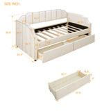 Twin Size Upholstered daybed with Drawers, Wood Slat Support