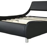 Faux Leather Upholstered Platform Bed Frame, Curve Design, Wood Slat Support, No Box Spring Needed, Easy Assemble, Queen Size, Black