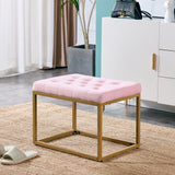 Velvet Shoe Changing Stool, Footstool, Square Cushion Foot Stool, Sofa stool, Rest stool,Low Stool .Step Stool, Small Footrest .Suitable for Clothes Shop,Living Room, Porch, Fitting Room.Pink Bench