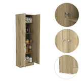 Buxton Rectangle 2-Door Storage Tall Cabinet Light Oak and Black Wengue