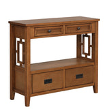 Farmhouse Pine Wood Console Table Entry Sofa Table with 4 Drawers & 1 Storage Shelf for Entryway Living Room Bedroom Hallway Kitchen