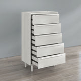 Modern Style Wood Grain 5-Drawer Chest with Solid Wood Legs, White