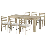 7-Piece Wooden Dining Table Set - Extendable Table with 12” Leaf and 2 Drawers, 6 Dining Chairs with Soft Cushion
