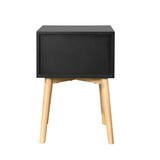 Nightstand Bedside Table with 2 Drawers and Rubber Wood Legs