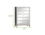 Queen 6 Piece Mirror Front Bedroom set made with Wood in Silver Color