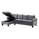 Sectional Sofa Set for Living Room with L Shape  Chaise Lounge ,cup holder and  Left  Hand with Storage Chaise  Modern 4 Seat (Grey) 
--LEFT CHAISE WITH STORAGE