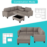 Sectional Corner Sofa L-shape with Storage Ottoman