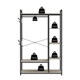 JHX Organized Garment Rack with Storage, Free-Standing Closet System with Open Shelves and Hanging Rod(Grey,43.7’’w x 15.75’’d x 70.08’’h).