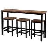 Counter Height Extra Long Dining Table Set with 3 Stools Pub Kitchen Set Side Table