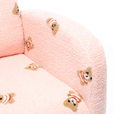 26.8"W Modern Rocking Chair for Nursery, Mid Century Accent Rocker Armchair With Side Pocket, Upholstered High Back Wooden Rocking Chair for Living Room Baby Kids Room Bedroom, Pink Boucle