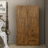 High wardrobe cabinet with 2 doors, 2 drawers and 5 storage spaces