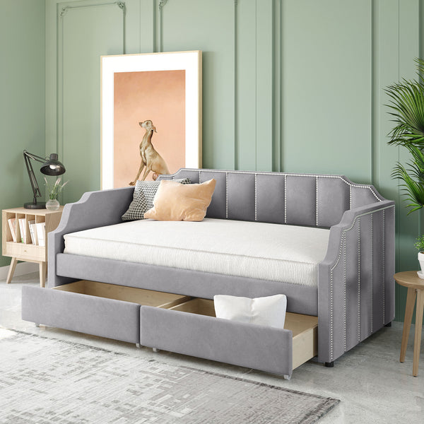 Twin Size Upholstered daybed with Drawers