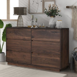 Mid-Century Modern 6 Drawers Dresser, Dark Brown
