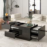 Extendable Coffee Table with 4 Drawers with Hidden Storage Compartment
