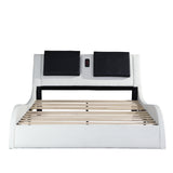 Faux Leather Upholstered Platform Bed Frame with led lighting & Bluetooth / massage