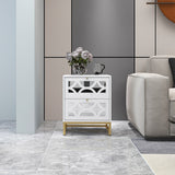 2 drawer nightstand - White Mirrored Nightstandwith Gold Legs