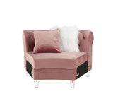 Pink Sectional Sofa w/7 Pillows, Pink Velvet