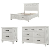Rustic Farmhouse Style 3 Piece Bedroom Set Queen Bed with 2 Drawers, Nightstand and dresser
