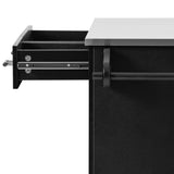 Kitchen Cart with Stainless Steel Top and Storage Cabinet - wine rack and spice rack