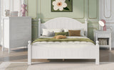 3 Pieces Traditional Concise Style White Bedroom Sets, Nightstand+Chest+Full Bed