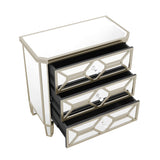 Elegant Mirrored 3-Drawer Chest with Golden Lines Storage Cabinet for Living Room, Hallway, Entryway